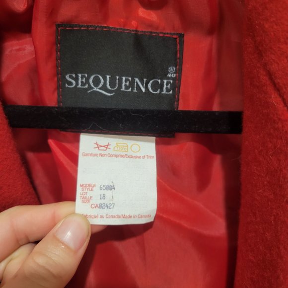 Wool blend red button coat - Picture 2 of 8